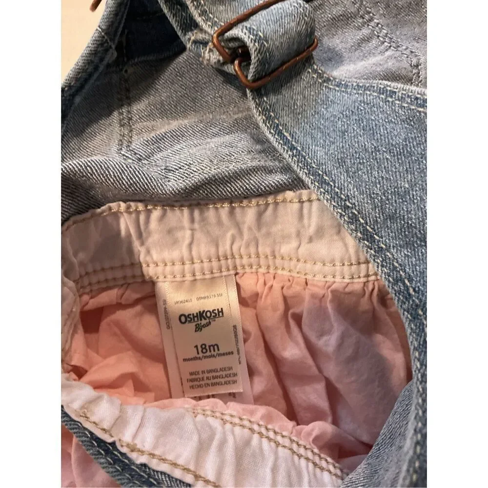 OshKosh Bgosh Overalls Sz 18 mo Denim Tulle Pink Floral